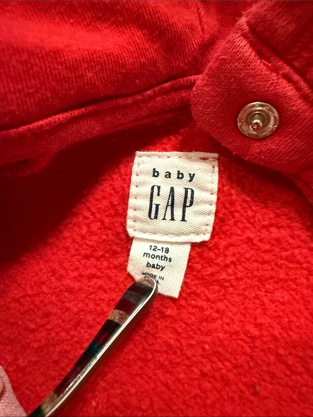 Red One Piece Hooded Gap Outfit Size 12-18 Months